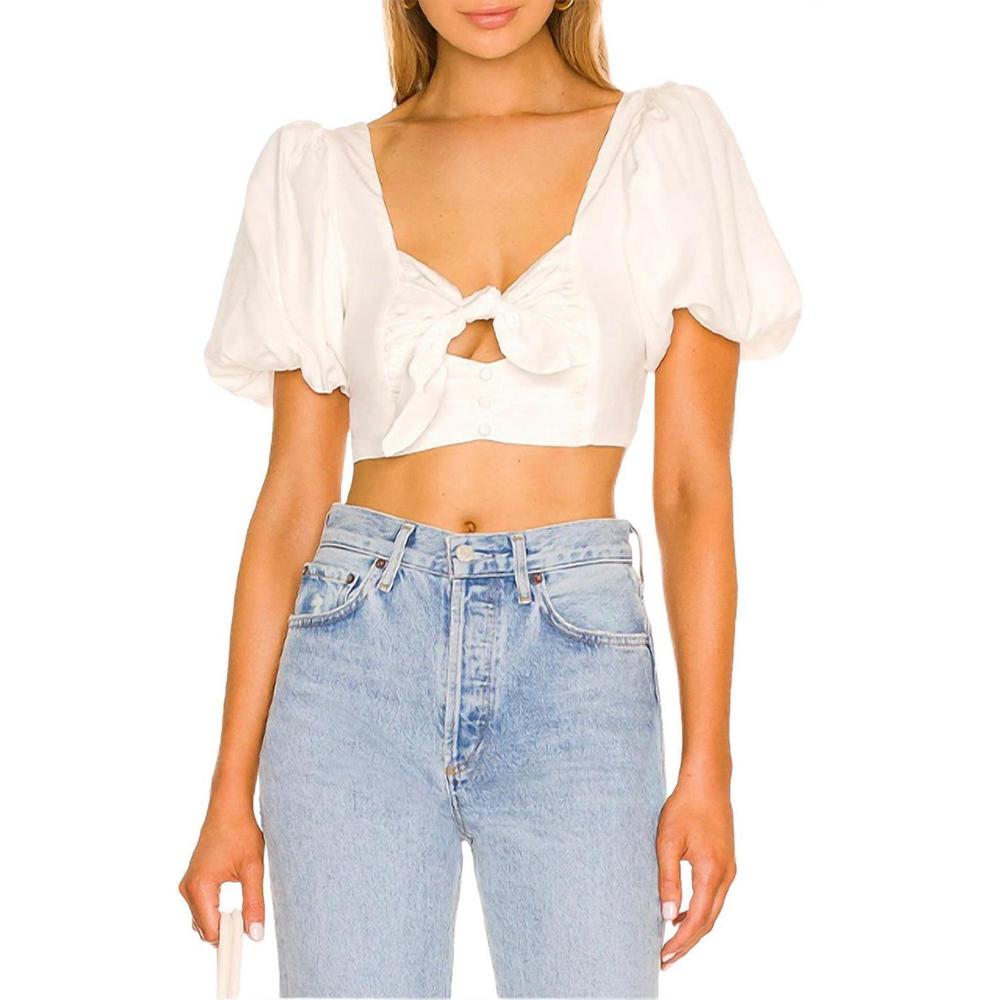 NEW FOR LOVE & LEMONS jessie cutout cropped top in white